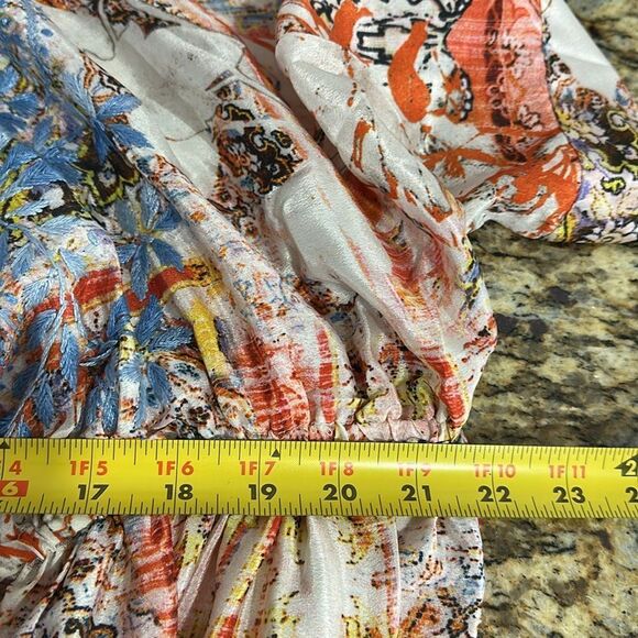 Karyn Seo Carmen Boho Embroidered Printed Silk Blend Dress Size L - Picture 10 of 11